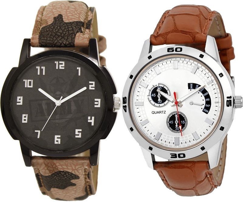 combo watch Analog Watch - For Girls Classical Collegian Army Analogue Brown Color Boys And Men Watch - BL46.3-B52 (Combo Of 2 )