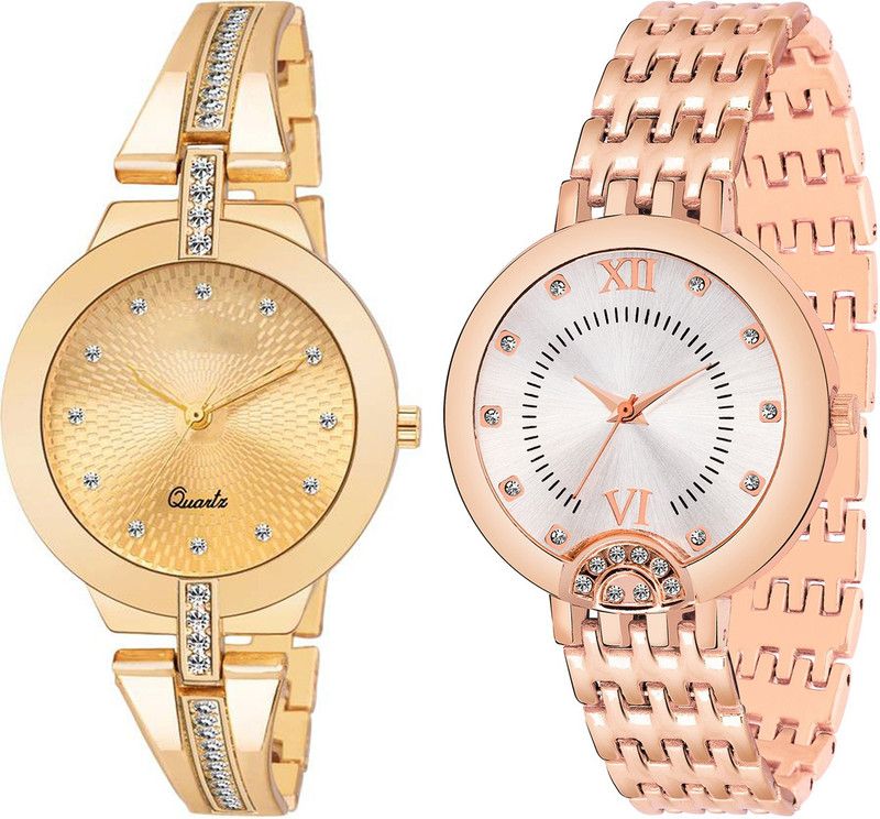 Analog Watch - For Girls Combo pack 2 New Diamond Studded Watch For Girls & Women BB-07703