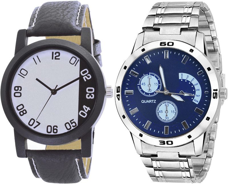combo watch Analog Watch - For Girls Latest Love Analogue Black And Silver Color Boys And Men Watch - B41-B84 (Combo Of 2 )