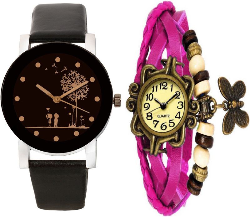 Analog Watch - For Girls ORIGINAL Chrome Plated FR-226 PU Material Pink diamond butterfly English Lover Girls