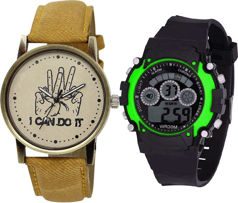combo watch Analog Watch - For Girls Brand New Love I Cand Do It And Kids Analogue Brown And Black Color Boys And Men Watch - BL46.30-B3 (Combo Of 2 )