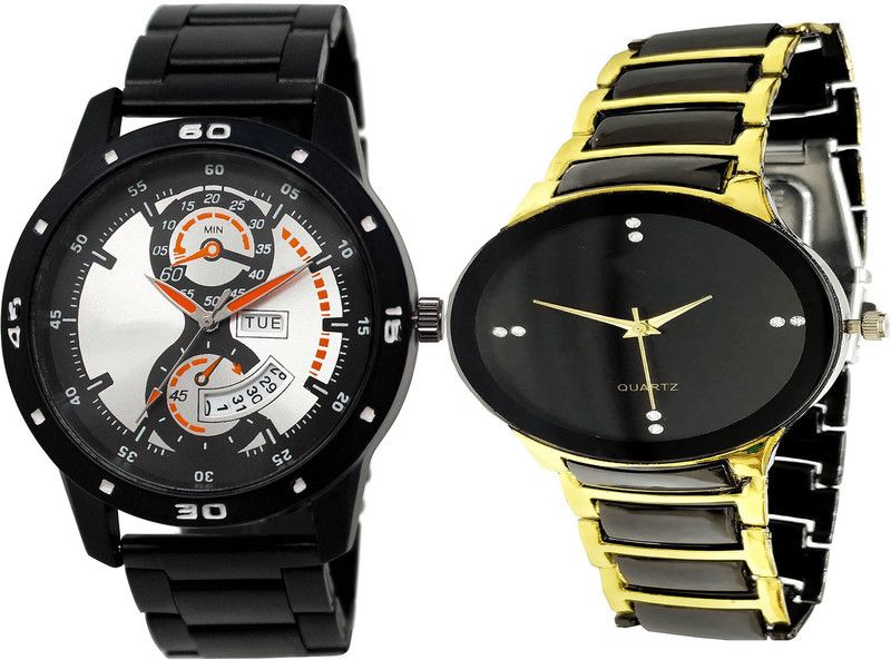 combo watch Analog Watch - For Girls Modern 3D Design Day And Date Analogue Black Color Boys And Men Watch - BL46.107-B69 (Combo Of 2 )