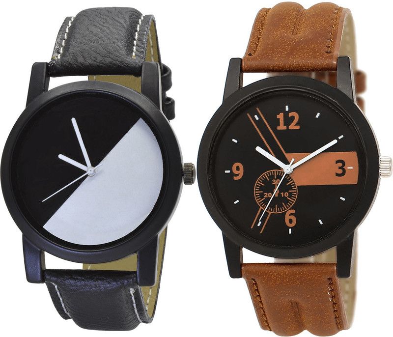 combo watch Analog Watch - For Girls Treading Stylish Analogue Black And Brown Color Boys And Men Watch - B32-BL46.1 (Combo Of 2 )