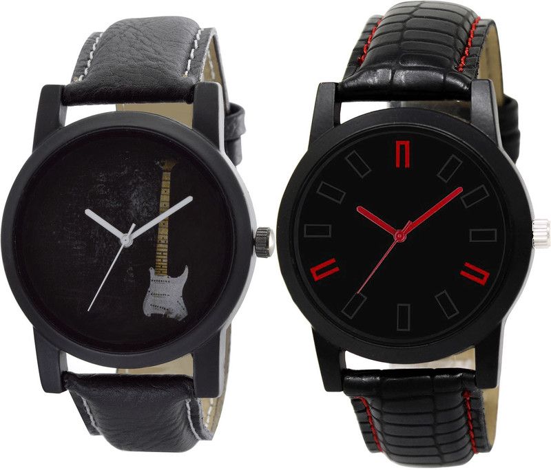 combo watch Analog Watch - For Girls Contemporary Love Guitar Analogue Black Color Boys And Men Watch - B35-B28 (Combo Of 2 )