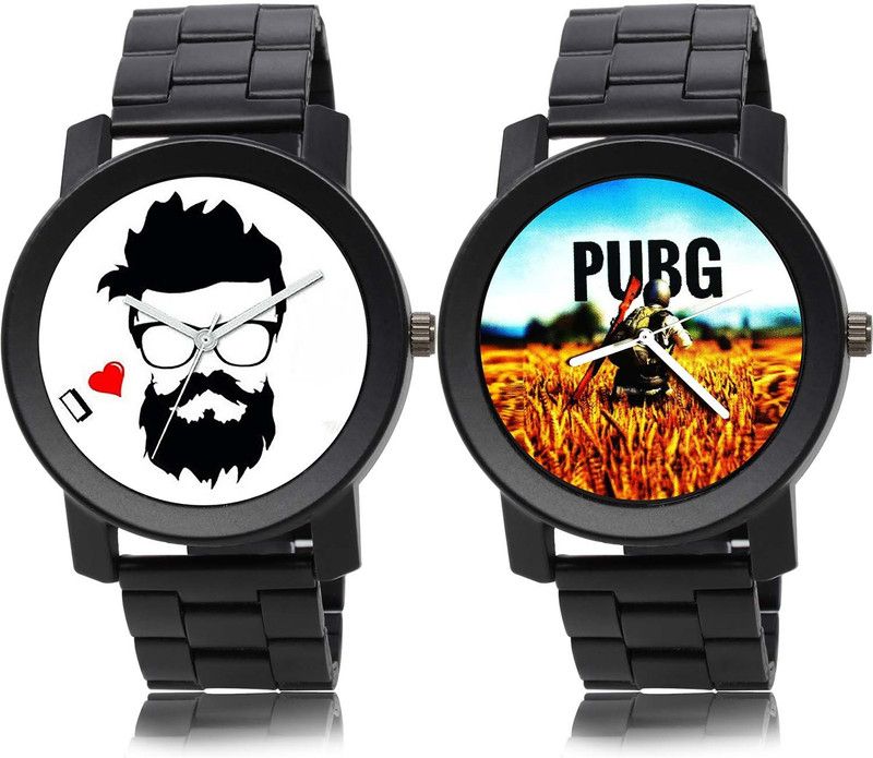 combo watch Analog Watch - For Boys New Heart Beard Style Chain Watch And Pubg Military Army Chain Watch Watch - B824-B489 (Combo Of 2 )