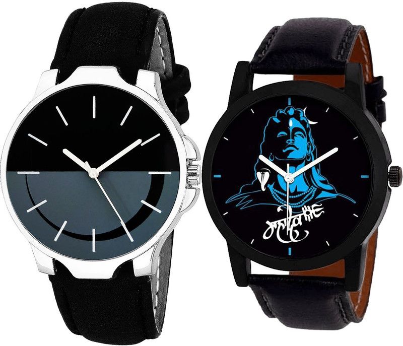 combo watch Analog Watch - For Girls Modern Chronograph Mahadev Analogue Black Color Boys And Men Watch - B111-B23 (Combo Of 2 )