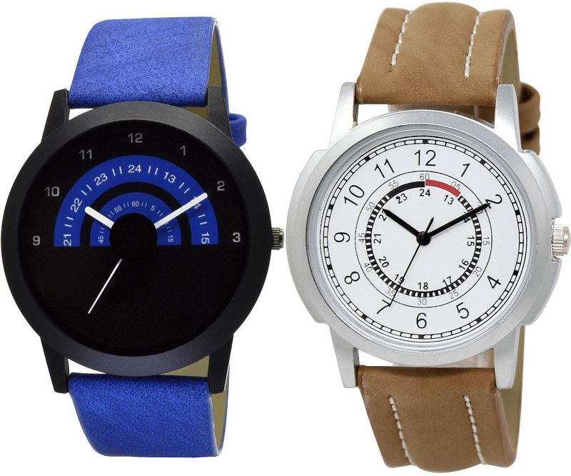 combo watch Analog Watch - For Girls Classical Wrist Analogue Blue And Brown Color Boys And Men Watch - B47-BL46.17 (Combo Of 2 )