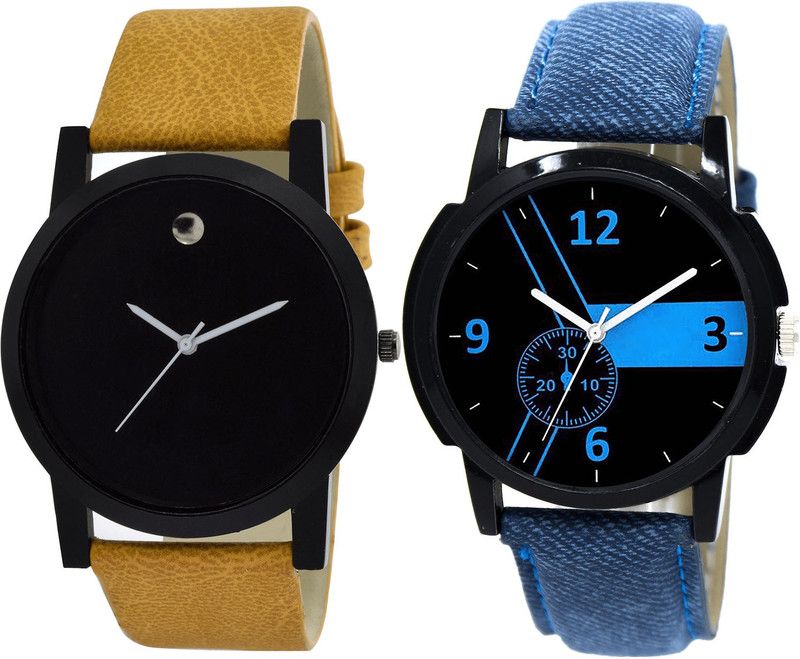 combo watch Analog Watch - For Girls New Collegian Analogue Brown And Blue Color Boys And Men Watch - B59-B7 (Combo Of 2 )