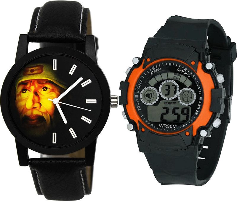 combo watch Analog Watch - For Boys Latest Wrist Sai Baba And Kids Analogue Black Color Boys And Men Watch - B123-B4 (Combo Of 2 )