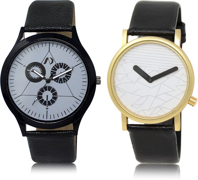 Classic Look Combo Analog Watch - For Men & Women AD03-LR37 New Attractive Black Leather Strap