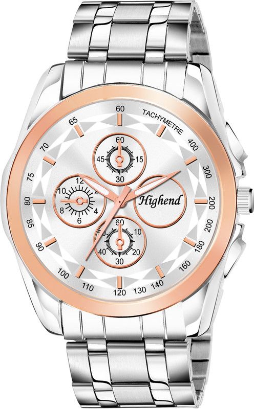 Premium Chronograph Design Silver Dial Vibrant Alloy Chain Premium Quality Analog Watch - For Men H-401