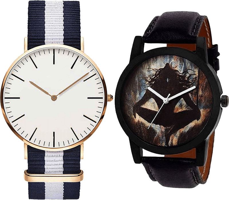 combo watch Analog Watch - For Girls Treading Collegian Mahadev Analogue Blue And Black Color Boys And Men Watch - B109-B24 (Combo Of 2 )