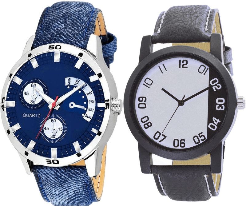 combo watch Analog Watch - For Girls Best Exclusive Analogue Blue And Black Color Boys And Men Watch - B57-B41 (Combo Of 2 )