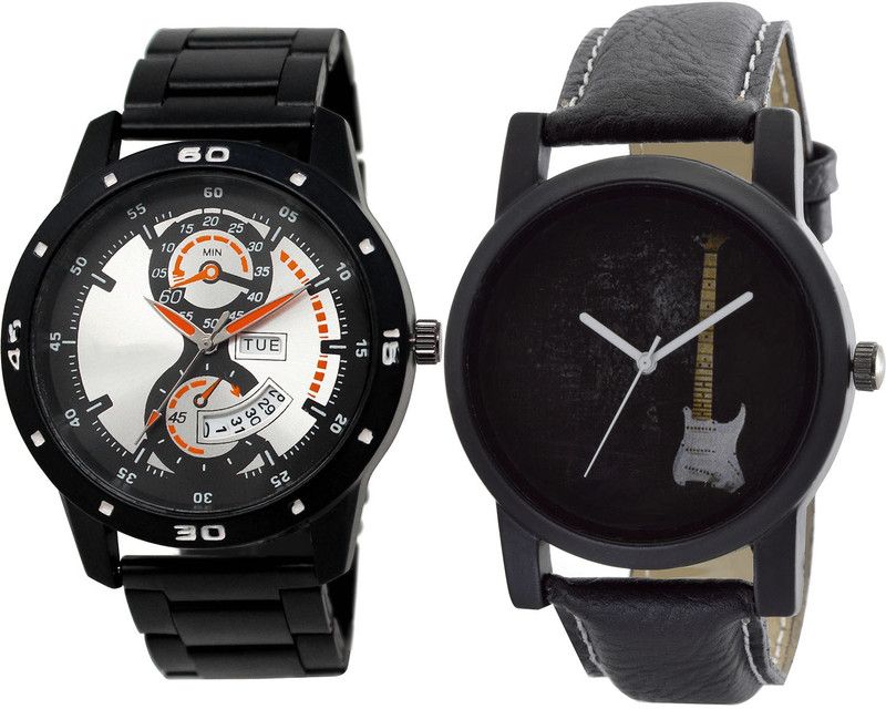 combo watch Analog Watch - For Girls Treading Gift Day And Date And Guitar Analogue Black Color Boys And Men Watch - BL46.107-B35 (Combo Of 2 )