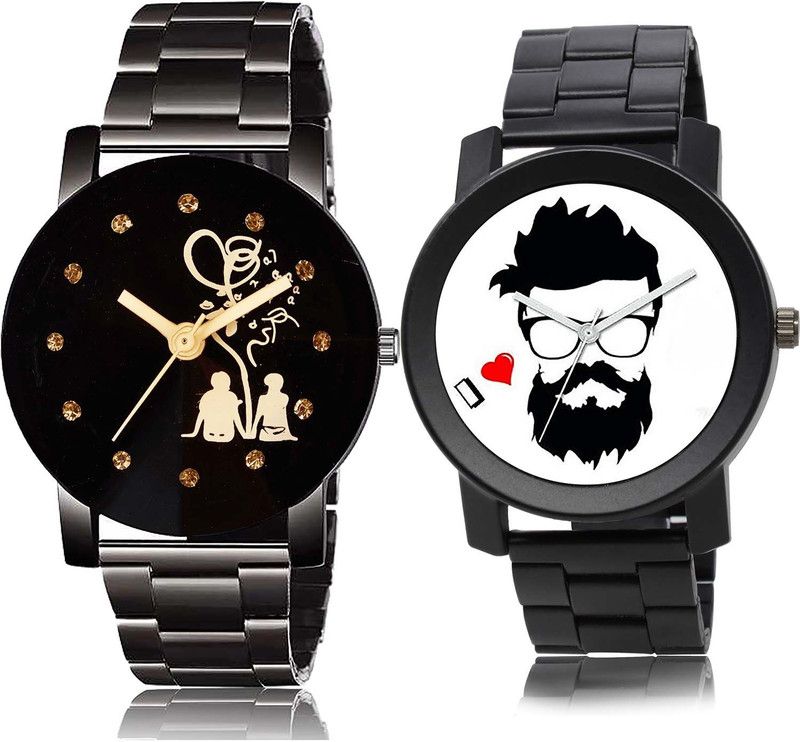 combo watch Analog Watch - For Boys Best Collegian Couple Love Chain And Beard Style Chain Watch Combo Watch For Boys And Men - BC13-B824