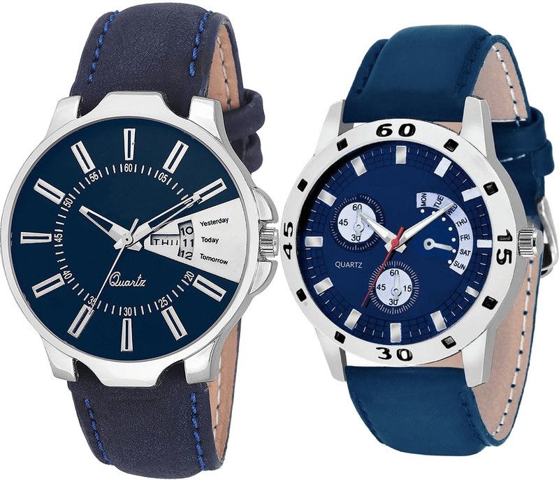 combo watch Analog Watch - For Girls Classical Quartz Day And Date Analogue Blue Color Boys And Men Watch - BL46.23-B56 (Combo Of 2 )