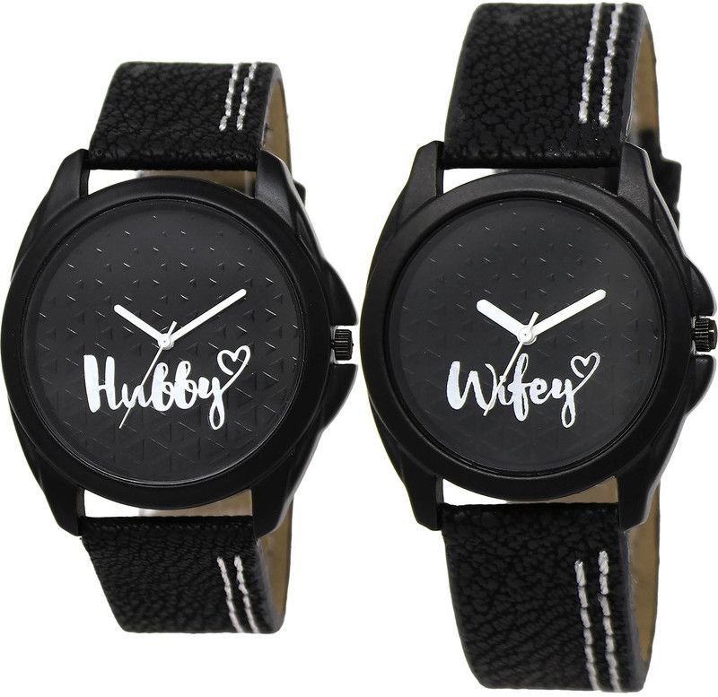 combo watch Analog Watch - For Girls Heart Hubby And Wife Valentine'S Day Couple Analogue Black Color Boys And Girls Watch - BL46.31-GL234 (Combo Of 2 )
