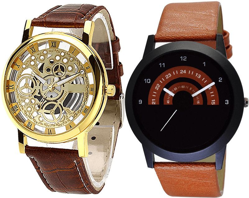 combo watch Analog Watch - For Men Modern Party Wedding Open Analogue Brown Color Boys Watch - B45-B46 (Combo Of 2 )