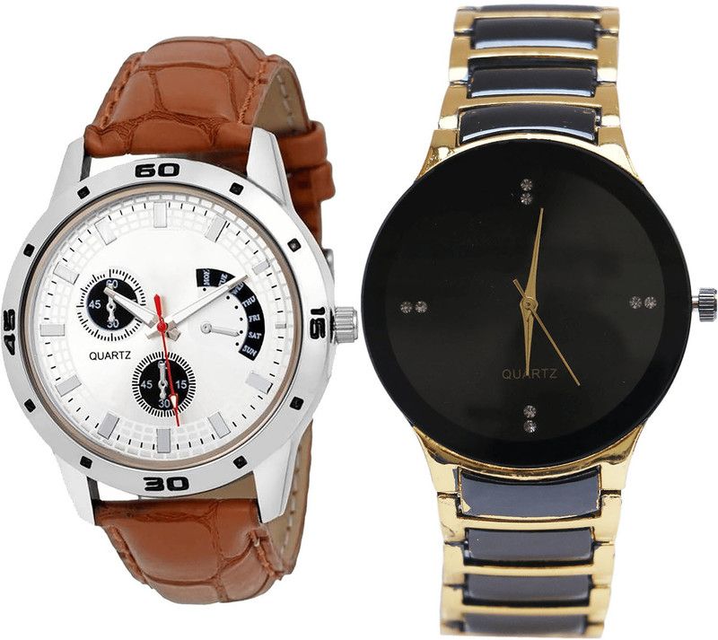 combo watch Analog Watch - For Girls Modern Wrist Analogue Brown And Black Color Boys And Men Watch - B52-B69 (Combo Of 2 )