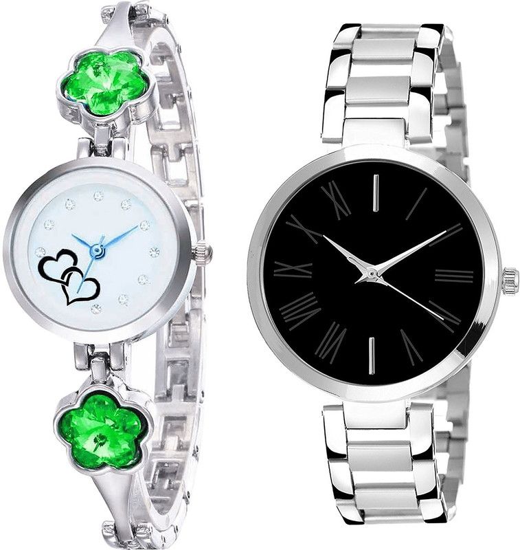 combo watch Analog Watch - For Girls Classical Rich Love Valentine Analogue Silver Color Girls And Women Watch - G434-G299 (Combo of 2 )