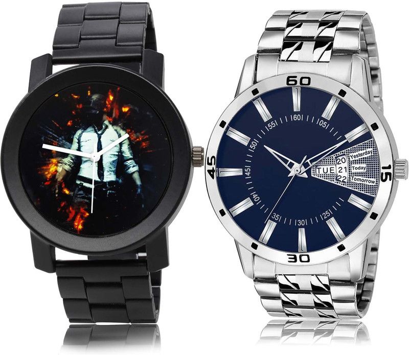 combo watch Analog Watch - For Boys New Technology Pubg Military Army Chain Watch And Day And Date Chain Watch Watch - B557-BL46.102 (Combo Of 2 )