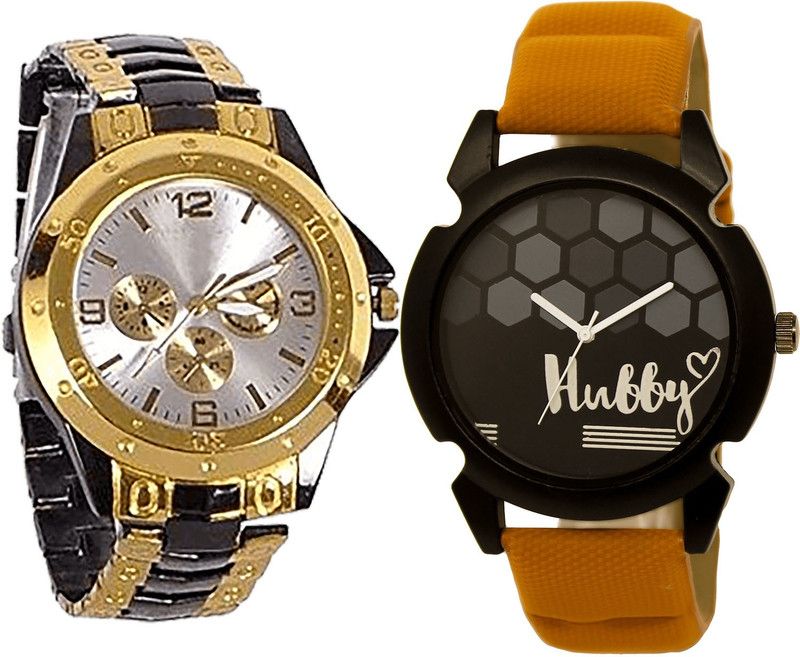 combo watch Analog Watch - For Boys Modern Rich Hubby Analogue Black And Brown Color Boys And Men Watch - B73-BL46.32 (Combo Of 2 )