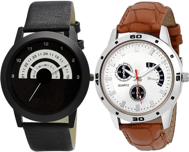 combo watch Analog Watch - For Girls New Fashionable Analogue Black And Brown Color Boys And Men Watch - B48-B52 (Combo Of 2 )