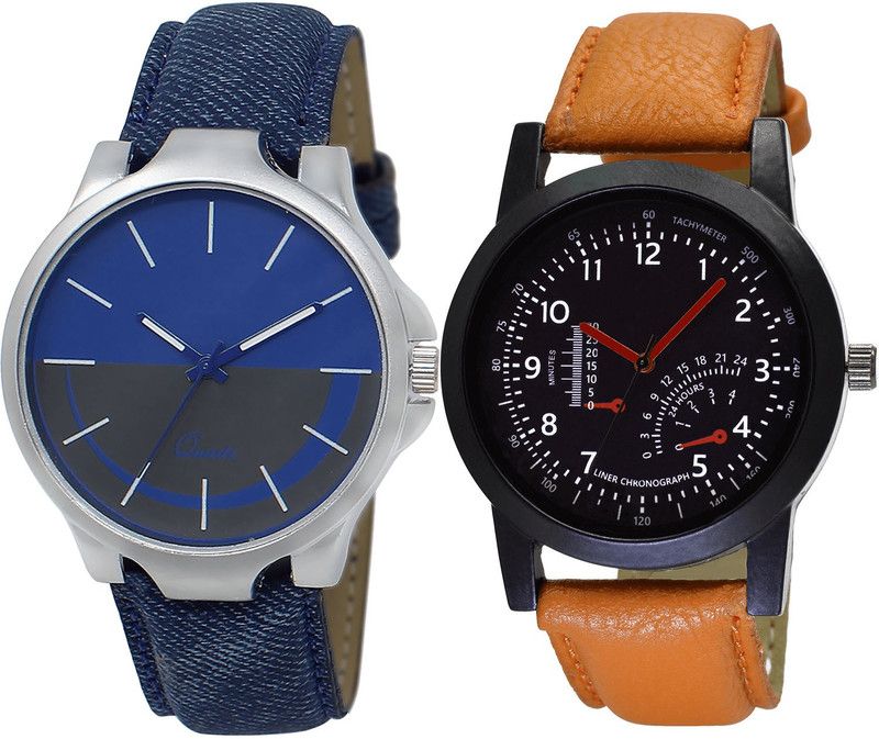 combo watch Analog Watch - For Girls Treading Formal Analogue Blue And Brown Color Boys And Men Watch - BL46.24-B29 (Combo Of 2 )