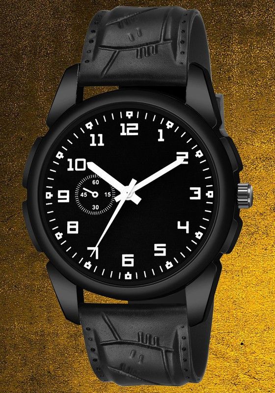 LUXURY_Black_Round Dial_PU_Strap Matt Finish - Pack of 1 Analog Watch - For Boys Z1Z_1216A