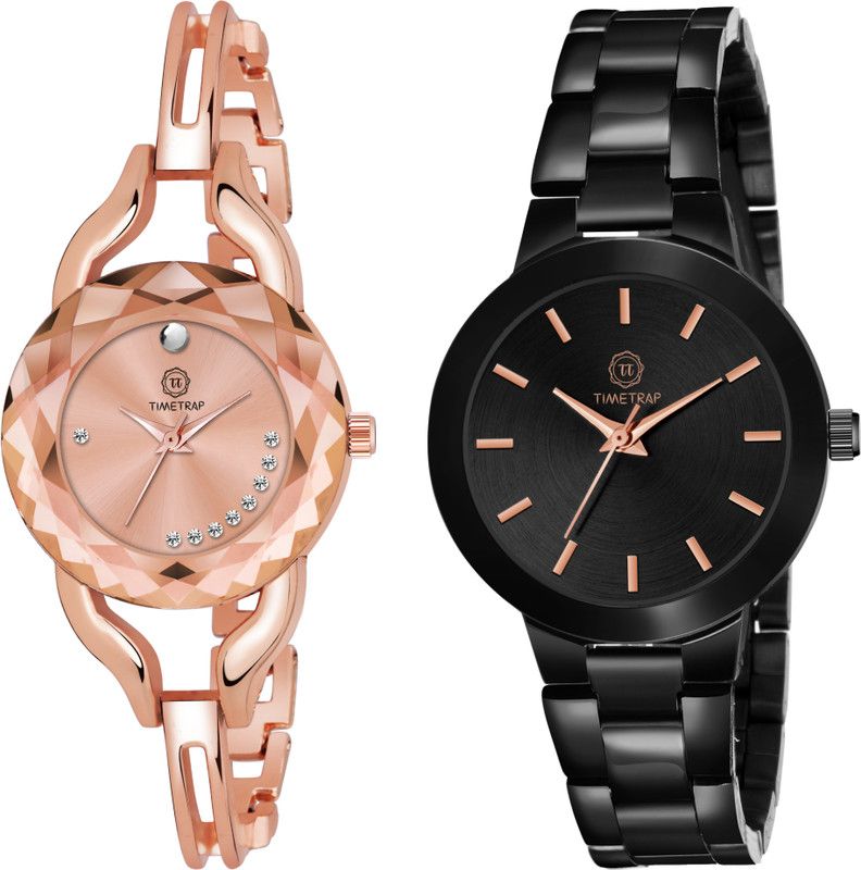 Stylish Casual Fashion Collection Analog Watch - For Girls ALLOYROSE+BLACKBLACK