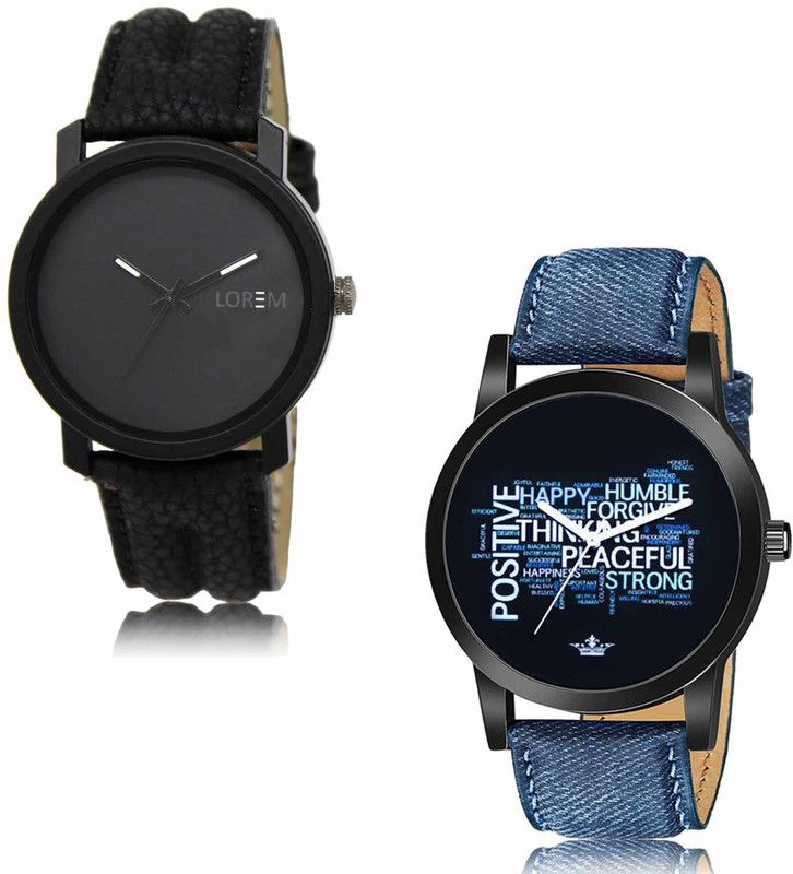 Analog Watch - For Men LR21-LR60 Multicolor Plain-Be Positve Combo of 2