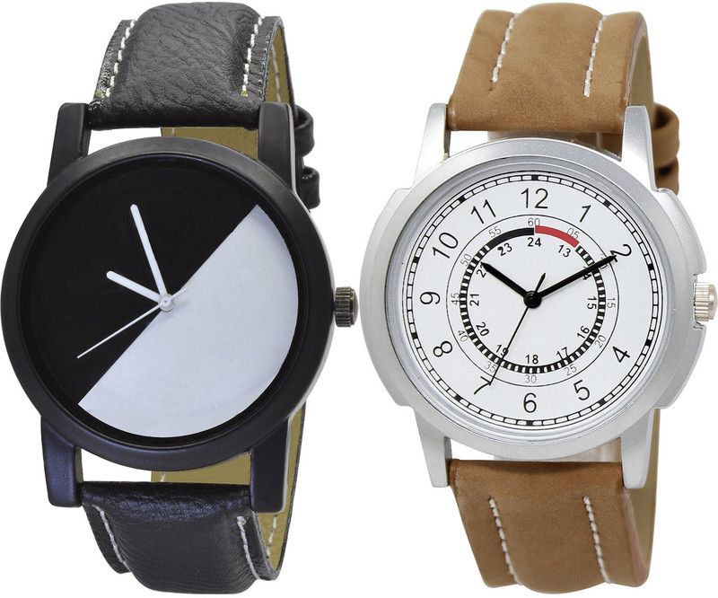 combo watch Analog Watch - For Girls Treading Present Analogue Black And Brown Color Boys And Men Watch - B32-BL46.17 (Combo Of 2 )