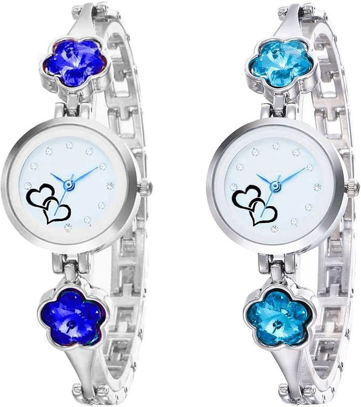 combo watch Analog Watch - For Girls New Stylish Love Valentine Analogue Silver Color Girls And Women Watch - G433-G432 (Combo of 2 )
