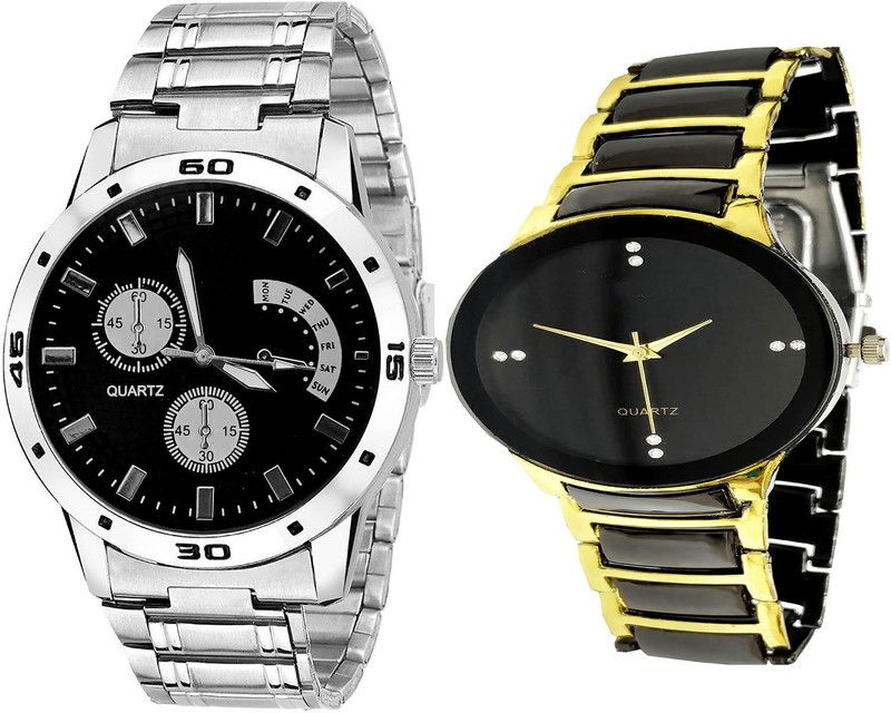 combo watch Analog Watch - For Girls Modern Tread Analogue Silver And Black Color Boys And Men Watch - B83-B69 (Combo Of 2 )
