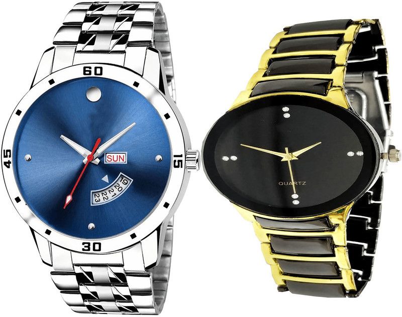 combo watch Analog Watch - For Girls Classical Branded Day And Date Analogue Silver And Black Color Boys And Men Watch - BL46.105-B69 (Combo Of 2 )