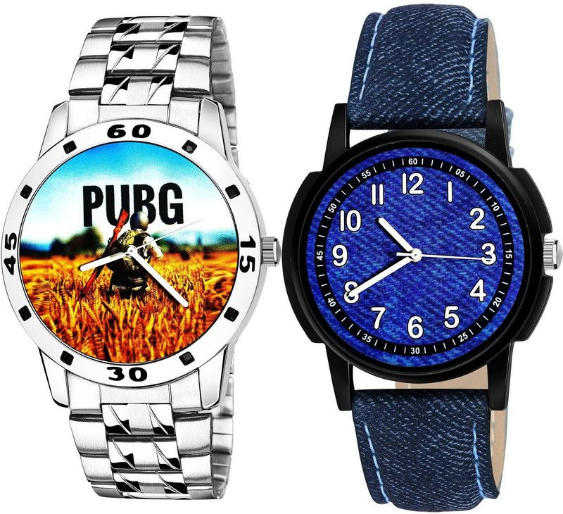 combo watch Analog Watch - For Boys New Collegian Pubg Military Army Chain Watch Silver And Blue Color Men Watch - B488-B8 (Combo Of 2 )
