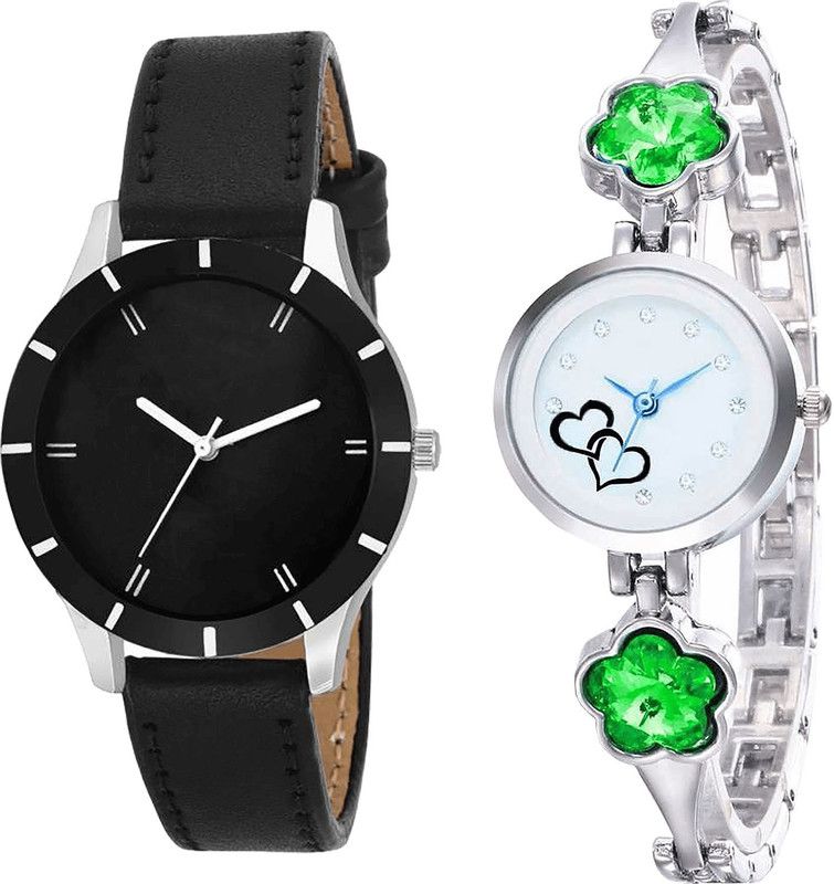 combo watch Analog Watch - For Girls Contemporary Quartz Love Valentine Analogue Black And Silver Color Girls And Women Watch - G268-G434 (Combo of 2 )
