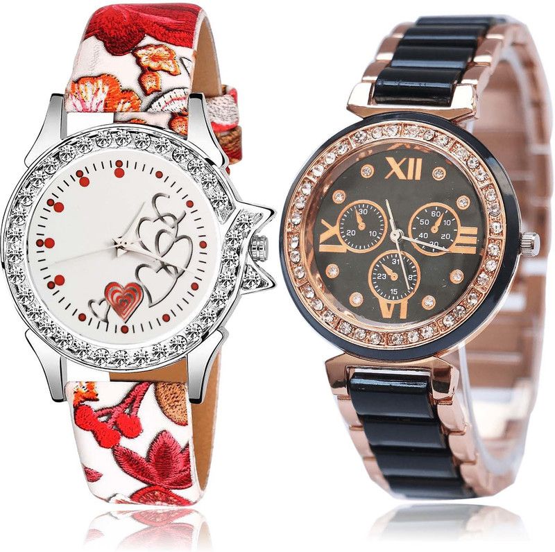 combo watch Analog Watch - For Men & Women New Heart Love Heart Combo Watch For Girls And Women - G495-G209