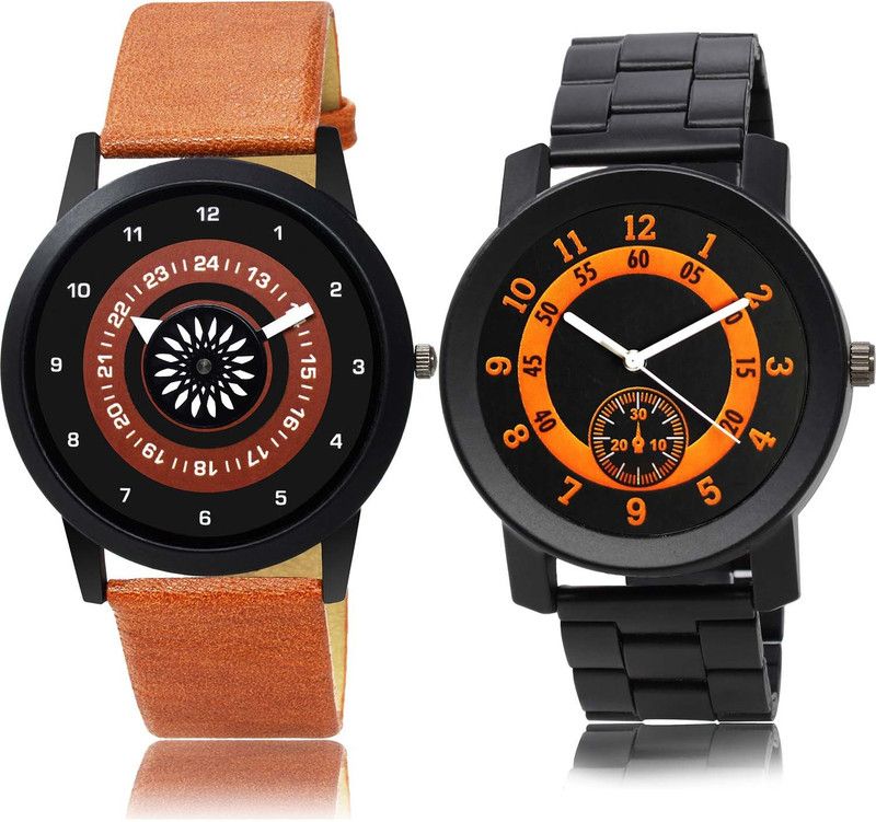 combo watch Analog Watch - For Boys Modern Fancy Speedometer And Chain Watch Brown And Black Color Boys And Men Watch - B384-B850 (Combo Of 2 )