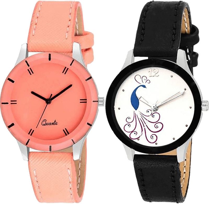 combo watch Analog Watch - For Girls Brand New Quartz Peacock Analogue Red And Black Color Girls And Women Watch - G270-G271 (Combo of 2 )