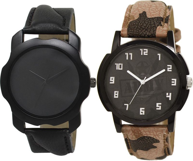 combo watch Analog Watch - For Girls Contemporary Professional Army Analogue Black And Brown Color Boys And Men Watch - BL46.22-BL46.3 (Combo Of 2 )