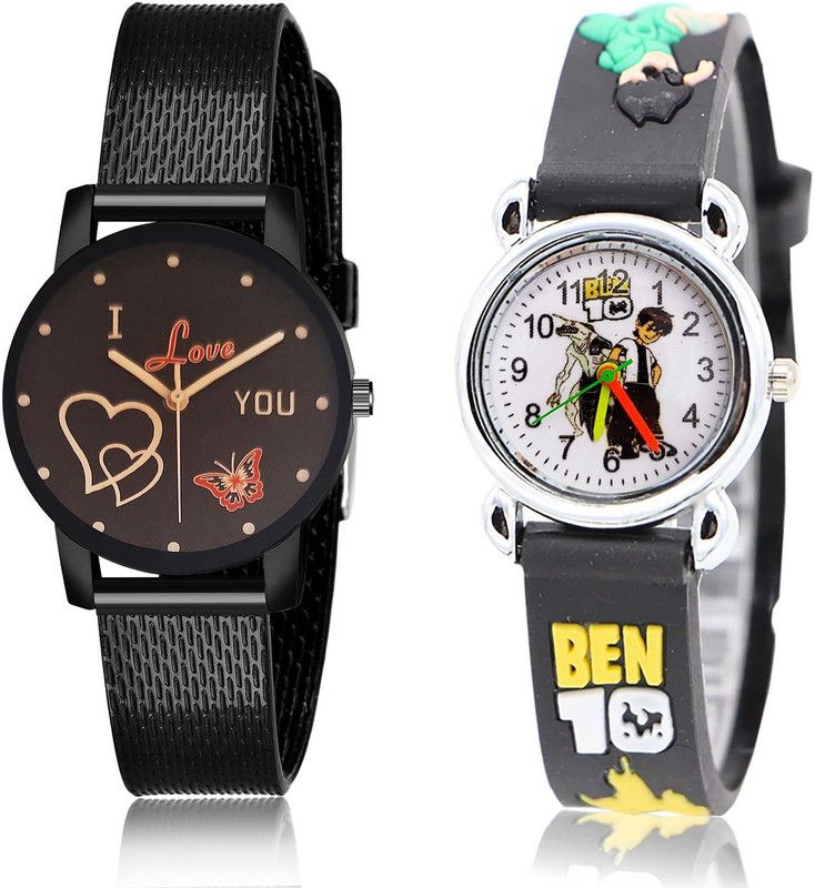 combo watch Analog Watch - For Women Contemporary Trendy I Love You And Ben 10 Kids 2 Watch Combo For Girls And Women - G530-GC85
