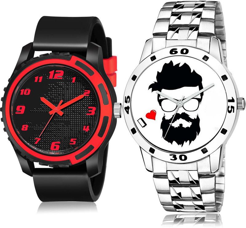 combo watch Analog Watch - For Men Best Collegian Sports And Beard Style Chain Combo Watch For Boys And Men - BM113-B823