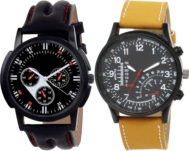 combo watch Analog Watch - For Girls Contemporary 3D Design Analogue Black And Brown Color Boys And Men Watch - B104-B42 (Combo Of 2 )