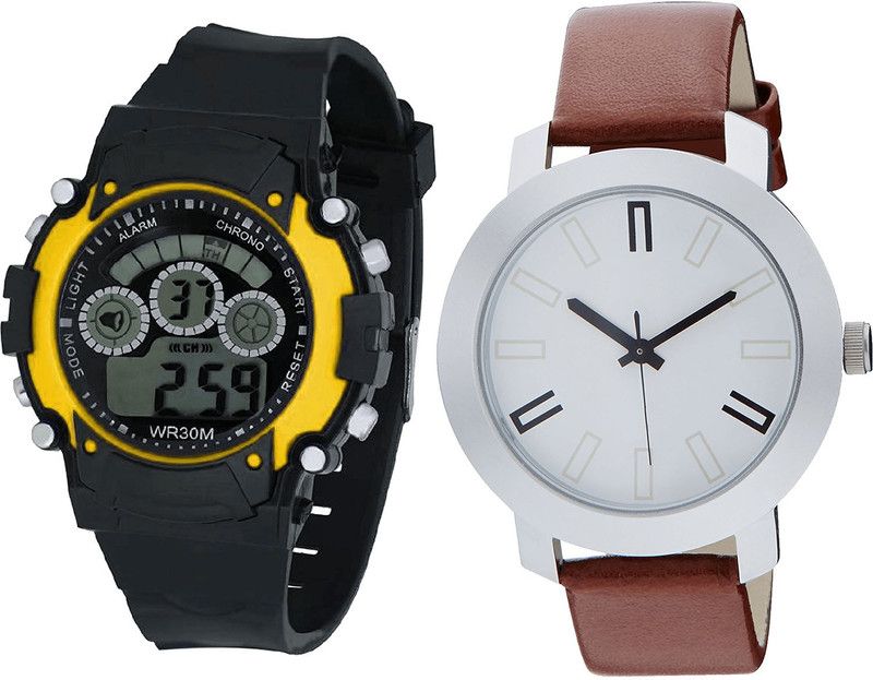 combo watch Analog Watch - For Girls Latest Gift Kids Analogue Black And Brown Color Boys And Men Watch - B6-B44 (Combo Of 2 )