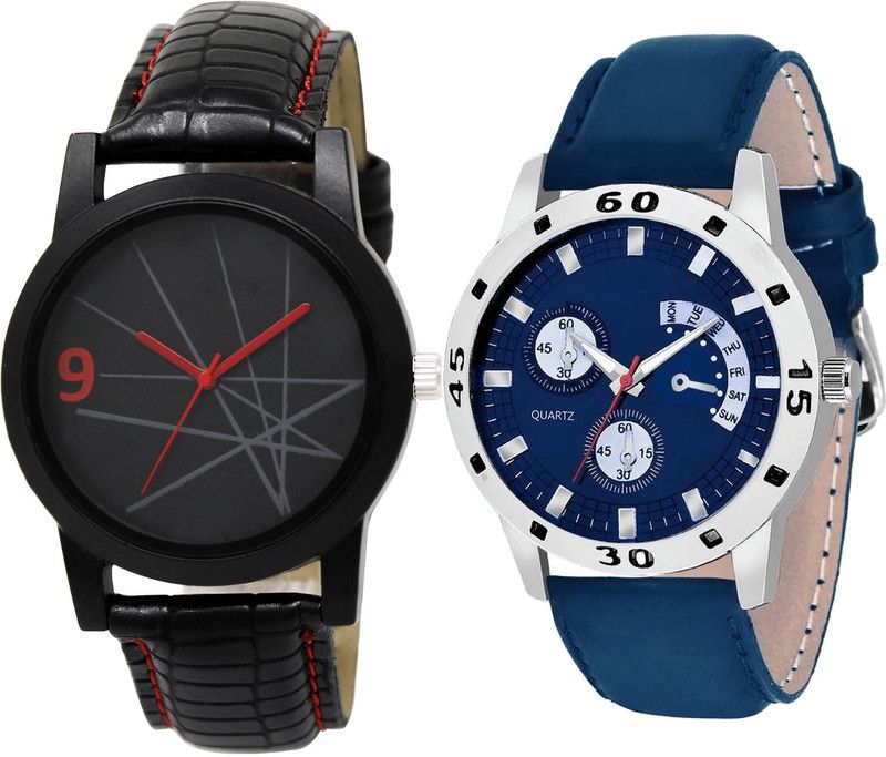 combo watch Analog Watch - For Girls Latest Technology Analogue Black And Blue Color Boys And Men Watch - BL46.8-B56 (Combo Of 2 )