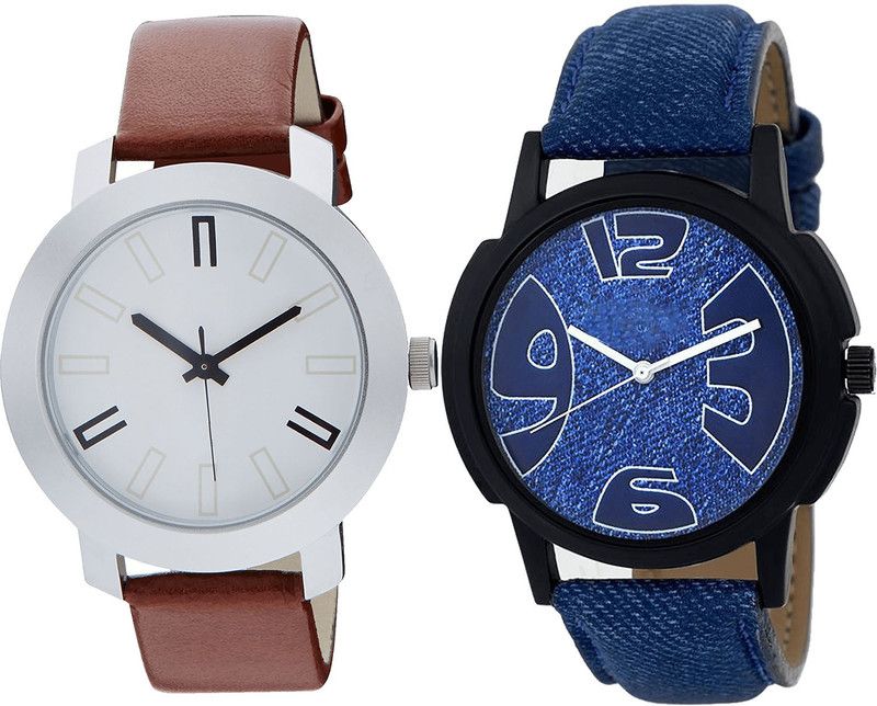 combo watch Analog Watch - For Girls Contemporary Technology Analogue Brown And Blue Color Boys And Men Watch - B44-B9 (Combo Of 2 )