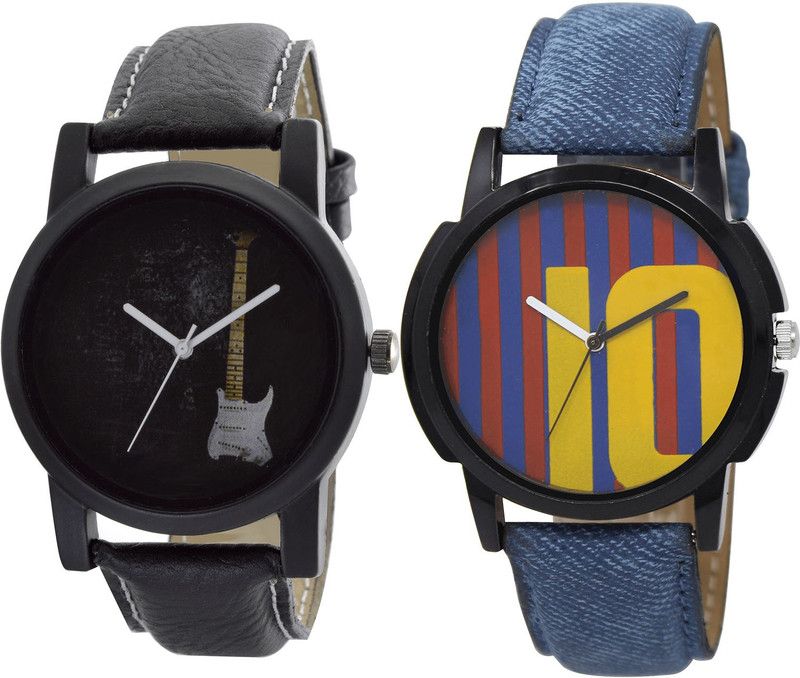 combo watch Analog Watch - For Girls Best Collection Guitar And Messi Football Analogue Black And Blue Color Boys And Men Watch - B35-BL46.10 (Combo Of 2 )