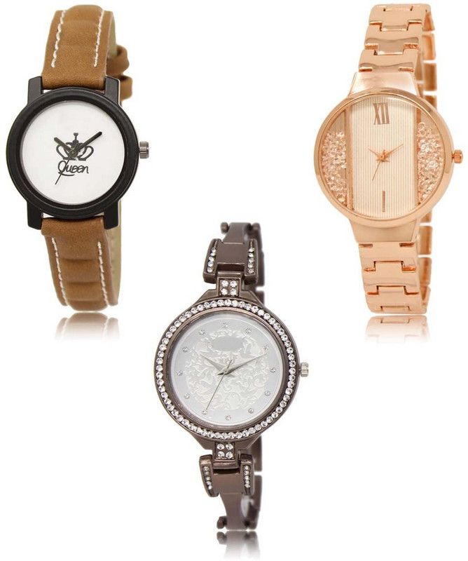 Latest Set of 3 Stylish Attractive Professional Designer Combo Analog Watch - For Women LR-209-217-236 Premium Quality Collection