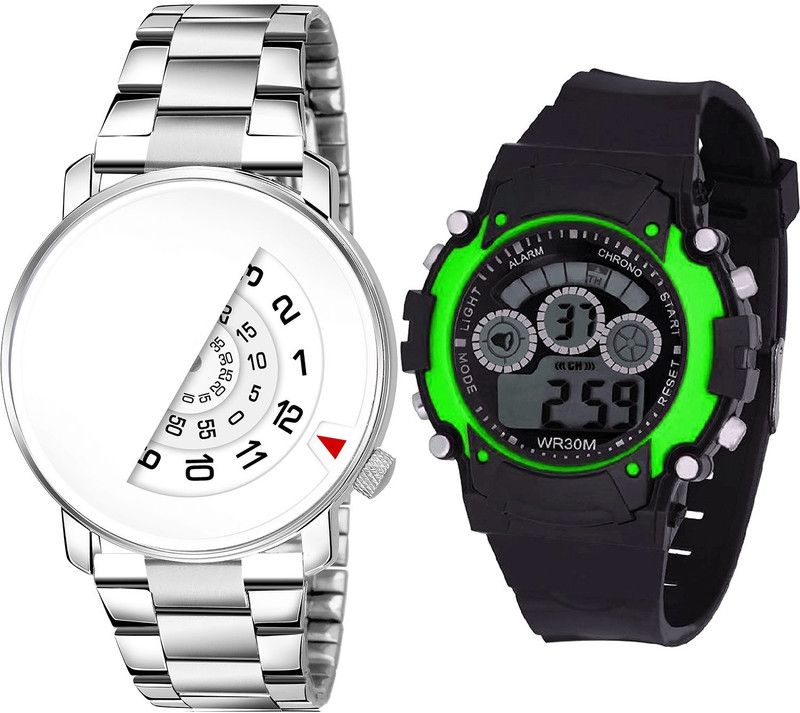 combo watch Analog Watch - For Men Latest Quartz Day And Date And Kids Analog And Digital Silver And Black Color Boys And Men Watch - BL46.106-B3 (Combo Of 2 )
